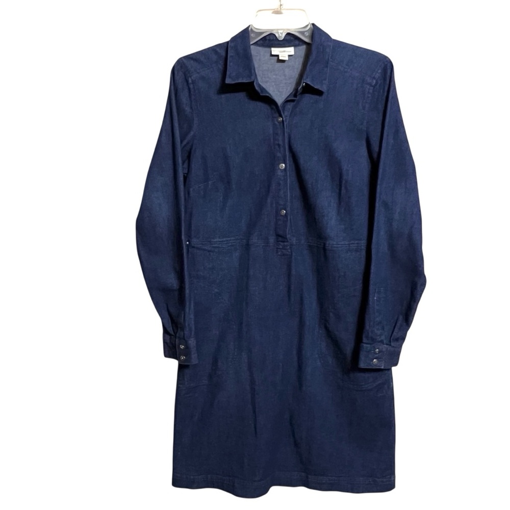 J. Jill Denim Preppy Shift Dress Womens S Blue Relaxed Pockets Coastal Grandma
